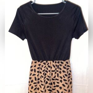 SHEIN Black and Tan Leopard Print Dress
